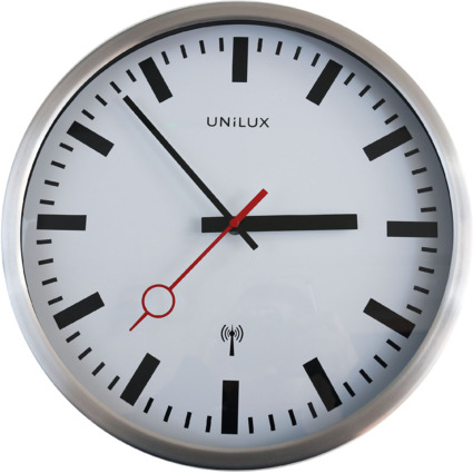 UNiLUX Wanduhr/Funkuhr STATION, Durchmesser: 350 mm, silber