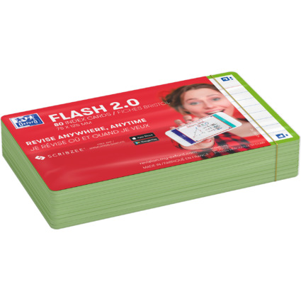 Oxford Karteikarten "Flash 2.0", 75 x 125 mm, liniert, grn