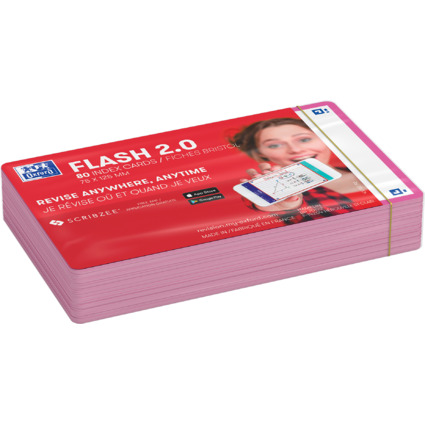 Oxford Karteikarten "Flash 2.0", 75x125 mm, blanko, fuchsia