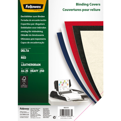 <small>Fellowes Deckblatt Delta Lederstruktur DIN A4 rot (5373702)</small>