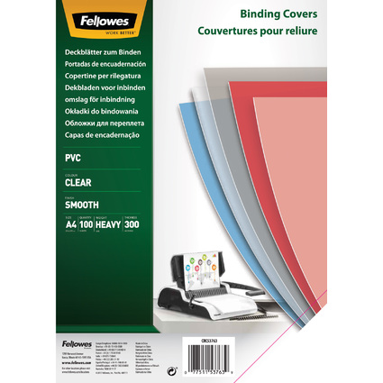 Fellowes Deckblatt, DIN A4, PVC, transparent, 0,30 mm