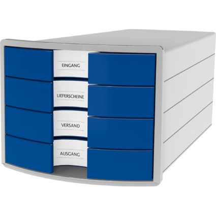 HAN Schubladenbox IMPULS 2.0, 4 Schbe, lichtgrau/blau