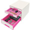 LEITZ Schubladenbox WOW CUBE, 4 Schbe, perlwei/pink