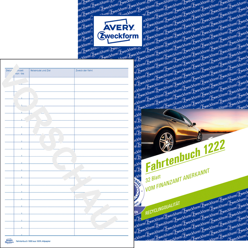 AVERY Zweckform Formularbuch Fahrtenbuch, A5, 32 Blatt 1222 bei   günstig kaufen