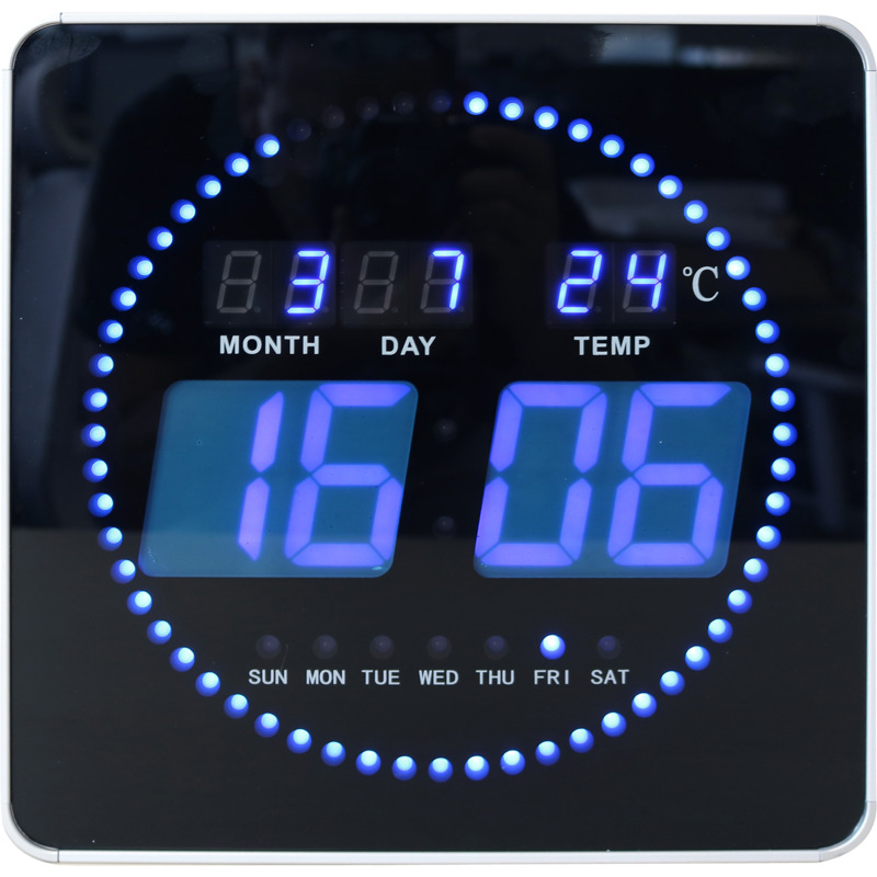  Unilux FLO LED Wanduhr, mit Datum und Temperatur, 28 x
