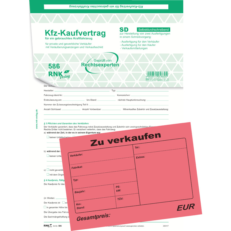 Rnk Verlag Kaufvertrag Für Ein Gebrauchtes Kraftfahrzeug 58610