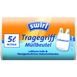 swirl Mlleimerbeutel, mit Tragegriff, transparent, 5 Liter