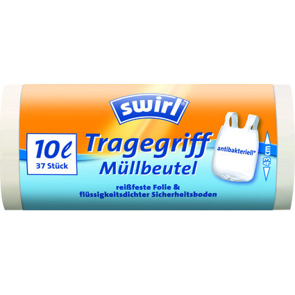 swirl Mlleimerbeutel, mit Tragegriff, transparent, 10 Liter