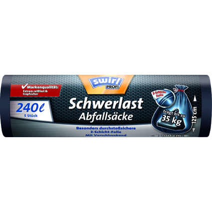 swirl Profi Schwerlast-Abfallsack, schwarz, 240 Liter