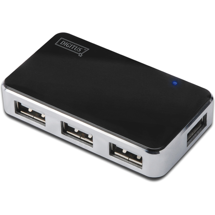 DIGITUS USB 2.0 Mini Hub, 4-Port, silber, inkl. Netzteil