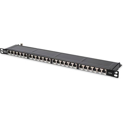 DIGITUS 19" Patch Panel Kat.6, Klasse E, 24 Port, schwarz