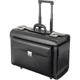 Alassio pilotenkoffer "SILVANA", Leder, schwarz, mit Trolley