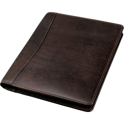 Alassio Schreibmappe "MONACO", A5, Leder, dunkelbraun-antik