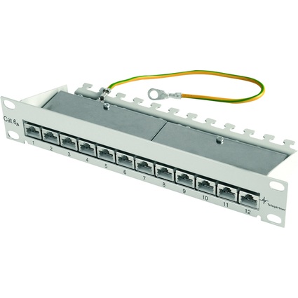 Telegrtner 10" Patch Panel, Kat.6A(tief) 1 HE, 12 x RJ45