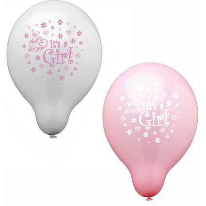 PAPSTAR Luftballons "It's a Girl", rosa/wei sortiert