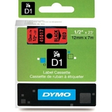 DYMO d1 Schriftbandkassette schwarz/rot, 12 mm x 7 m