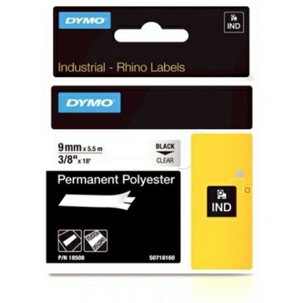 DYMO RHINO Polyester-Schriftband transparent, 9 mm x 5,5 m