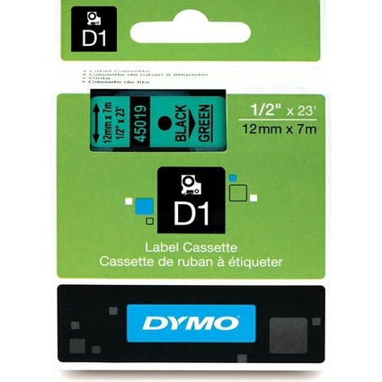 DYMO D1 Schriftbandkassette schwarz/grn, 12 mm x 7 m