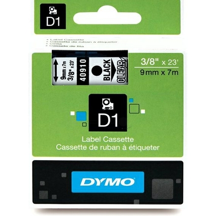 DYMO D1 Schriftbandkassette schwarz/transparent, 9 mm x 7 m