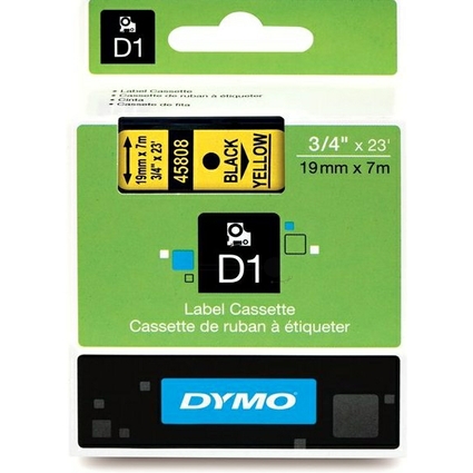 DYMO D1 Schriftbandkassette schwarz/gelb, 19 mm x 7 m