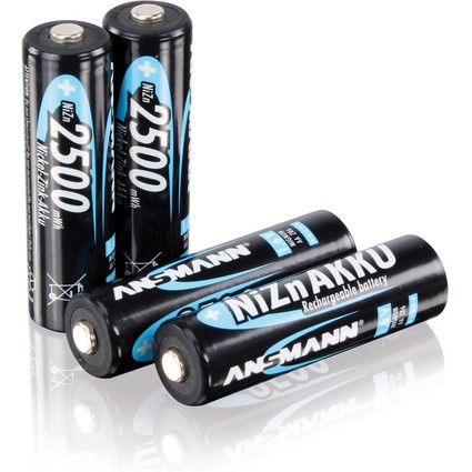 ANSMANN Nickel-Zink-Akku, Mignon AA, 1.500 mAh, 4er Shrink