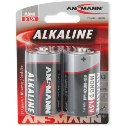 ANSMANN Alkaline Batterie "RED", Mono D, 2er Blister