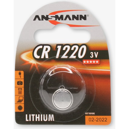 ANSMANN Lithium Knopfzelle "CR1220", 3,0 Volt, 1er-Blister
