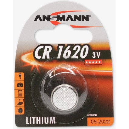 ANSMANN Lithium Knopfzelle "CR1620", 3,0 Volt, 1er-Blister