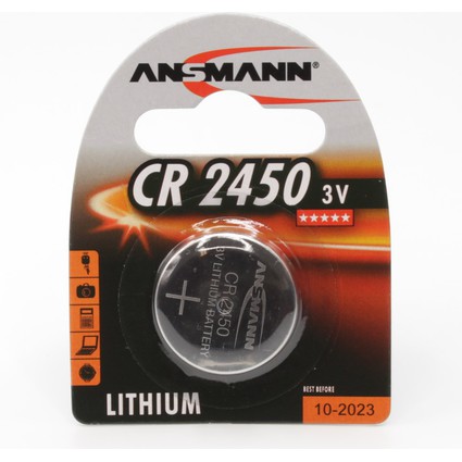 ANSMANN Lithium Knopfzelle "CR2450", 3,0 Volt, 1er-Blister