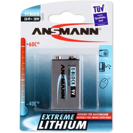 ANSMANN EXTREME LITHIUM 9V E-Block (6AM6), 10,8V, 600 mAh