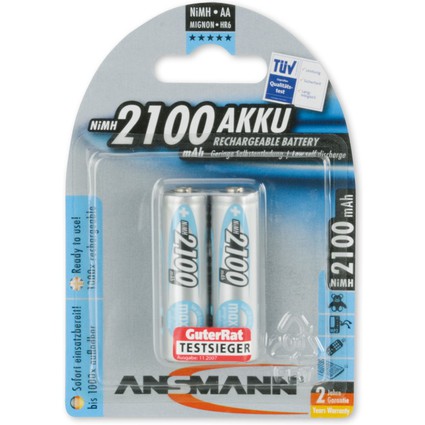 ANSMANN NiMH Akku maxE, Mignon (AA) 2.100 mAh, 2er Blister