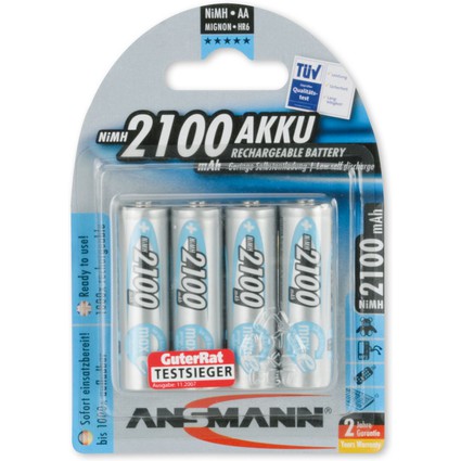 ANSMANN NiMH Akku maxE, Mignon (AA) 2.100 mAh, 4er Blister