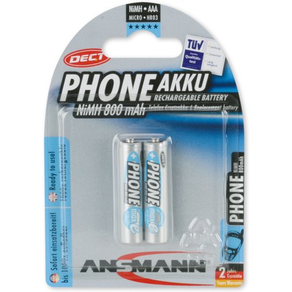 ANSMANN NiMH maxE DECT blue, Micro AAA, 800 mAh, 2er Blister