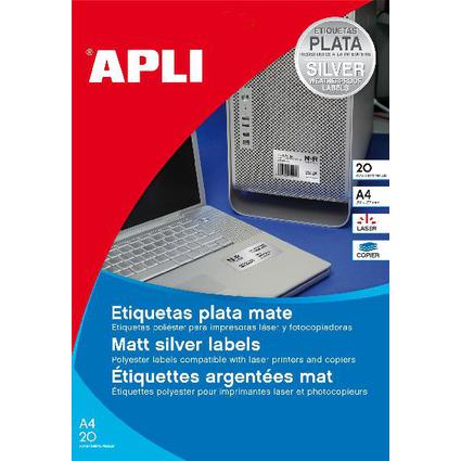 APLI Typenschild-Etiketten, rund, Durchmesser 40 mm, silber