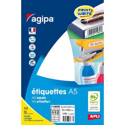 agipa Universal-Etiketten, 12 x 18,3 mm, wei