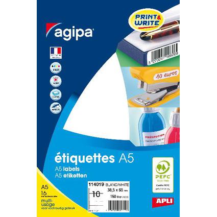 agipa Universal-Etiketten, 38,5 x 65 mm, wei