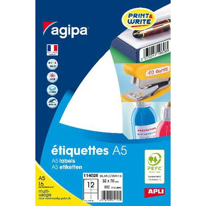 agipa Universal-Etiketten, 32 x 70 mm, wei