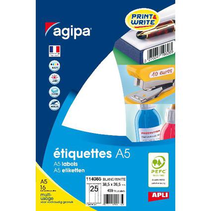 agipa Universal-Etiketten, 38,5 x 26,5mm, wei