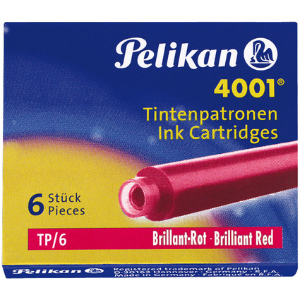 Pelikan Tintenpatronen 4001 TP/6, brillant-rot