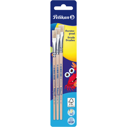 Pelikan Borstenpinsel-Set 613 F, 3-teilig, sortiert