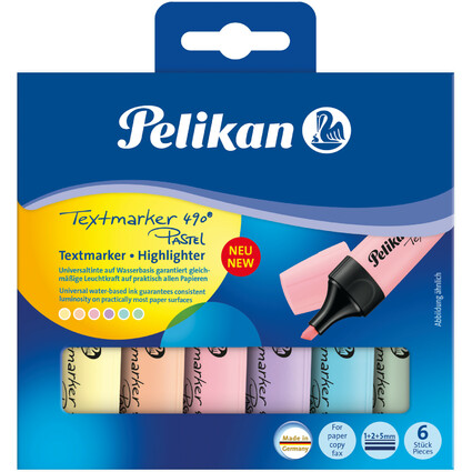 Pelikan Textmarker 490 Pastel, 6er Etui, farbig sortiert