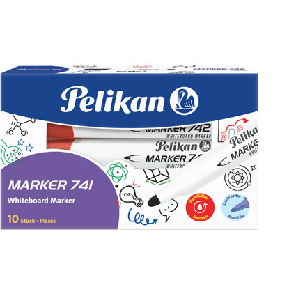 Pelikan Whiteboard-Marker 741, Rundspitze, rot