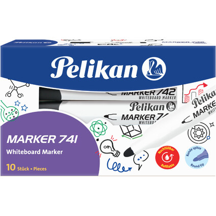 Pelikan Whiteboard-Marker 741, Rundspitze, schwarz