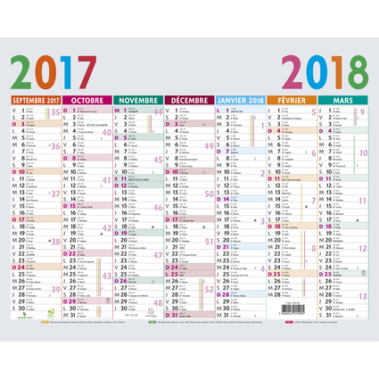 EXACOMPTA Calendrier Multicolore 2025/2026, 430 x 335 mm