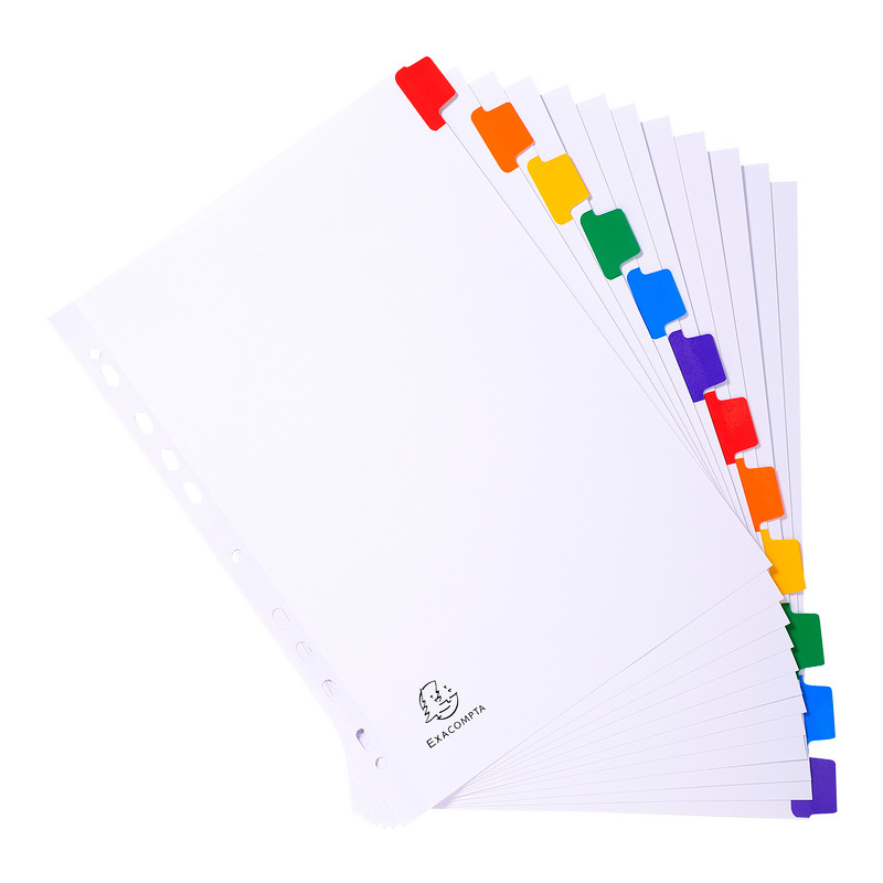 Exacompta Karton Register DIN A4 12 teilig mit farbigen Taben 
