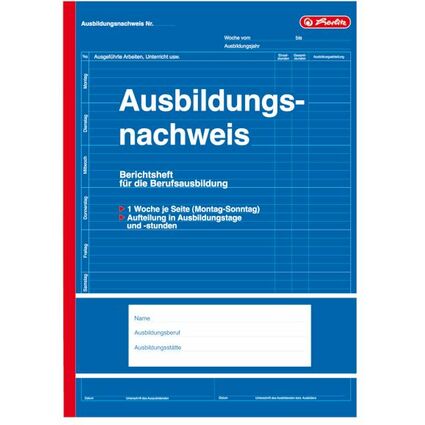 herlitz Formularbuch "Ausbildungsnachweis", DIN A4, 28 Blatt