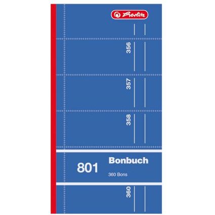 herlitz Formularbuch "Bonbuch 801", 90 x 198 mm, sortiert