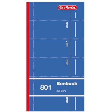 herlitz Formularbuch "Bonbuch 801", 90 x 198 mm, sortiert