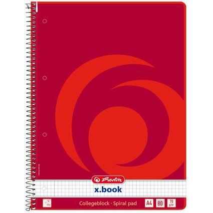 herlitz Collegeblock x.book, DIN A4, 80 Blatt, kariert