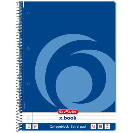 herlitz Collegeblock x.book, DIN A4, 80 Blatt, liniert